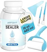 Diamond painting sealer bottle with blue and white design elements, showing 16 oz/480ml volume capacity.