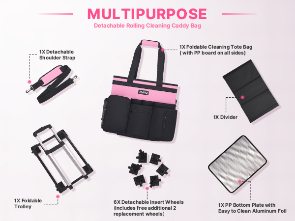Large Rolling Cleaning Caddy Bag