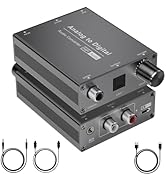 Analog to Digital Audio Converter, RCA to Optical Audio Converter with 3.5mm AUX Jack and Coaxial...
