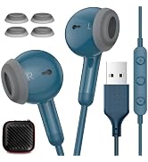 USB Headphones 7.5FT Long Cord Computer Headset Wired Earbuds Lightweight In-Ear Noise Isolation ...