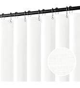 MIULEE Linen Shower Curtain with 12 Metal Hooks Modern Heavy Duty Washable Fabric Shower Curtain ...