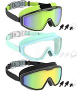 NSSIW Swim Goggles Swimming Kids-Goggles: Anti Fog No Leak with Nose Clip Earplugs for Girls Boys...
