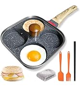 4-Cup Egg Pans Nonstick Set with Small Nonstick Frying Pan – Includes Silicone Scraper, Oil Brush...
