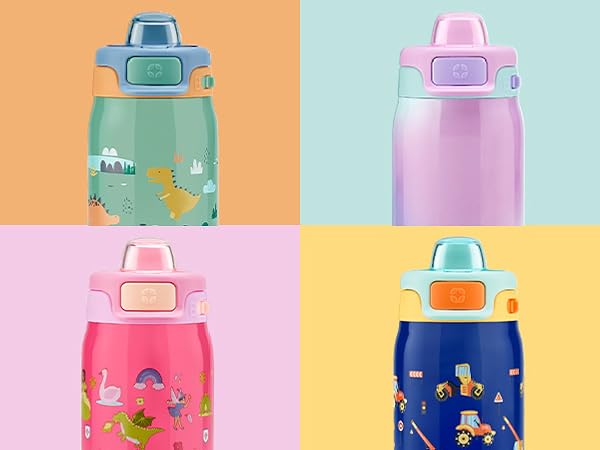 pop and fill kids water bottle 12oz stainless steel