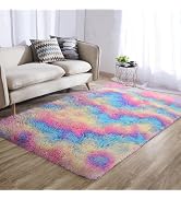 MOONLIGHT20015 Rainbow 4x6 Area Rugs for Living Room – Soft Shaggy Carpet, Non-Slip Indoor Floor ...