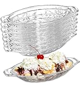 SOUJOY 8 Pack Banana Split Dish Boat, 8oz Acrylic Ice Cream Splits Plate, Clear Sundae Serving Bo...