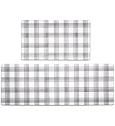 FRESHMINT Modern Farmhouse Plaid 2 Piece Set Kitchen Mats for Floor Anti Fatigue Waterproof & Non...