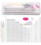 GarfxG 80 PCS Bead Needle Set, 60 PCS Straight Seed Beading Needles, 10 PCS Collapsible Big Eye B...