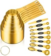 GuDoQi Gold Magnetic Measuring Spoons and Cups Set of 15, 8 Dual Sided Magnetic Measuring Spoons ...