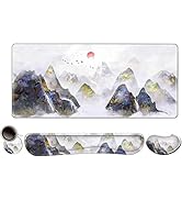 Extended Gaming Mouse Pad, Memory Foam Ergonomic Keyboard Mouse Wrist Rest Support Set, Large Des...