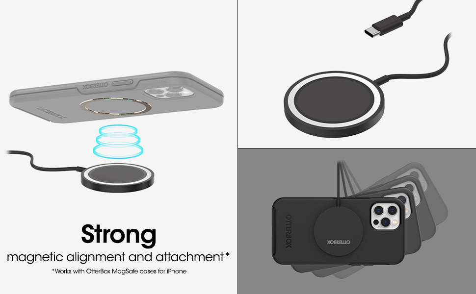 charging pad for magsafe, otterbox power, magsafe power, charging pad for iphone, charging pad black