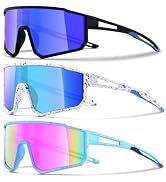 CMBJJU 3PACK Kids Sunglasses,Youth Baseball Sunglasses,Cycling Sunglasses for 8-14 Boys Girls,UV4...
