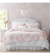 Laura Ashley - Queen Quilt Set, Soft & Reversible Cotton Floral Bedding with a Medium Weight Feel...