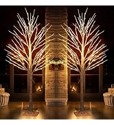 TW SHINE 2Pack Lighted Birch Tree, 6 FT Total 288LED Pre-lit Artificial Christmas Trees for Thank...