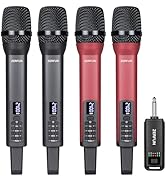 ZERFUN Rechargeable Wireless Microphones 4, Pro Handheld Cordless Mics System Dynamic with Echo T...
