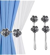 Magnetic Curtain Tiebacks, Aimou Upgrade Light Small 4 Pack Flower Curtain Drapery Holdbacks, Win...