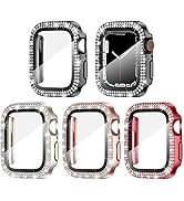 Goton 4 Pack for Apple Watch Series 6/5/4/SE 40mm Screen Protector Bling Case, Women Glitter Diam...
