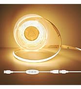 GXILEE USB Light Strip Warm White 3000k CRI92+ Cuttable 5v COB Led Strip Light with Dimmer Switch...