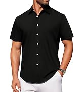 J.VER Mens Short Sleeve Button Down Shirt Stretch Business Casual Dress Shirts Solid Summer Weddi...