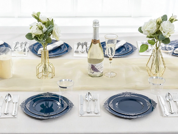 Navy Blue Plastic Plates