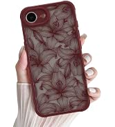 XIZYO for iPhone 17e/iPhone 16e Case Cute Floral, Lily Flower/Wine Red | Girly Women Flowers Aest...