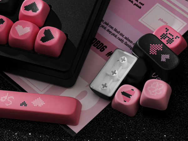 PBT Keycaps Dye-Sublimation Black and Pink MOA Profile Custom Cute Keycaps