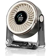duludulu Desk Fan USB Rechargeable, Portable Small Desktop Fan with 6 Speeds Digital Display, 360...
