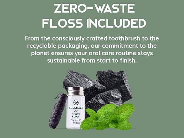 Greenzla Natural Bamboo Toothbrushes, toothbrushes for adults, charcoal dental floss