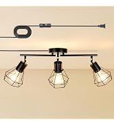 3-Light Plug-in Track Lighting with Rotatable Heads, Plug in Ceiling Light with 16.4ft Power Cord...