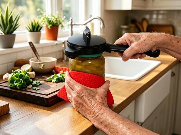 Non-slip rubber jar opening mat providing extra grip and friction for weak hands and arthritis.
