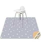 Splat Mat for Under High Chair/Arts/Crafts, WOMUMON Washable Baby Spill Mat Waterproof Anti-Slip ...