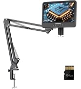 4K 30FPS HDMI 10.1'' Digital Microscope with Flex Arm Stand for Electronics, LM208S-A 4K Solderin...