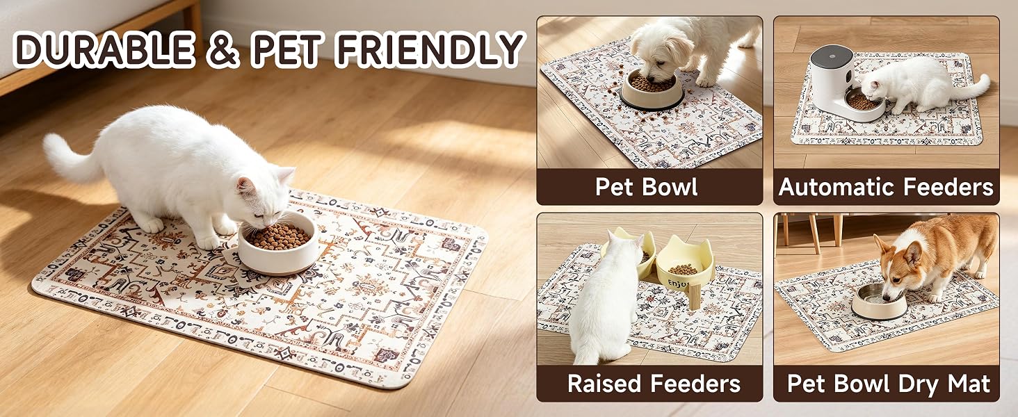 dog eating mat