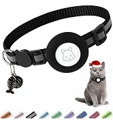 Airtag Cat Collar, Air tag Cat Collar with Bell and Safety Buckle in 3/8" Width, Reflective Colla...