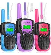 Vvinca Walkie Talkies for Kids Rechargeable, Long Range Walkie Talkie Toys for 3-12 Boys Girls Ch...