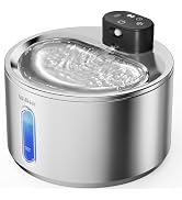 WILKIEE Wireless Cat Water Fountain, 135fl.oz/4L Stainless Steel Cat Fountain Battery Operated, P...
