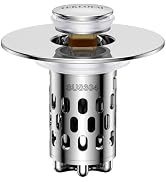 Bathroom Sink Drain Strainer,All Metal Pop-Up Sink Stopper with Removable Stainless Steel Filter ...