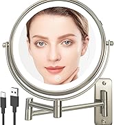 JANEEVA Rechargeable Lighted Makeup Mirror Wall Mounted, 8 Inch Double Sided 1X/10X Magnifying Mi...