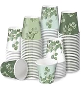 RUSPEPA 3 oz Bathroom Cups, Kids Disposable Paper Cups - 100 Pack Set Eucalyptus Leaf Printed - M...
