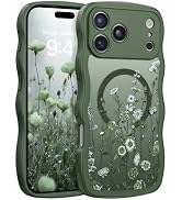 GUAGUA for iPhone 17 Pro Max Case, Magnetic Cases Cute Flower Pattern Wavy Edge Full Camera Prote...