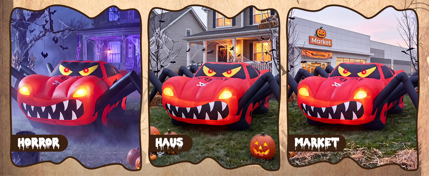 Super Giant Red 14.8FT Halloween Inflatables Spider Car Outdoor Decorations