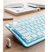 SEUNKWANG EWEADN X7S Wireless Keyboard with Blue Backlit, Metal Panel, 2.4G Rechargeable Computer...
