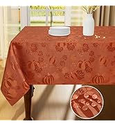 Smiry Rectangle Thanksgiving Tablecloth, 60x84 Inch Fall Waterproof Damask Table Cloth, Autumn Le...