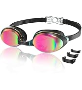Aegend Flat Lens Swim Goggles, Anti-Fog Swimming Goggles, No Leak Anti-UV Pool Goggles for Adult ...