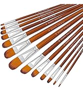 DUGATO Artist Filbert Paint Brushes Set 13pcs, Soft Anti-Shedding Nylon Hair Wood Long Handle for...