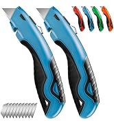 TIFICAL Box Cutters Retractable, 2-Pack Utility Knives with Quick Change Blade, Anti-Slip Handle,...