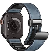 Charlam Magnetic Leather Bands Compatible with Apple Watch Bands 49mm 46mm 45mm 44mm 42mm 41mm 40...