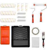 ValueMax Paint Roller Kit, 9 inch 4 Inch Paint Rollers with Fram, Paint Tray in Black and Orange,...