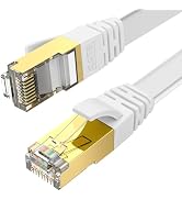 Ercielook Ethernet Cable 50 ft, CAT8 Standard High Speed Shielded Flat Internet Cable with Clips,...