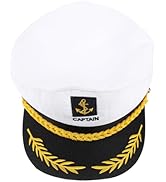 NUOBESTY Captain Hat, Adjustable Sailor Hat Yacht Boat Captain Cap for Men, Women, Kids Navy Caps...